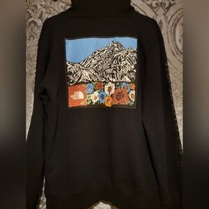 The North Face Black Sweater with Mountain and Floral Design